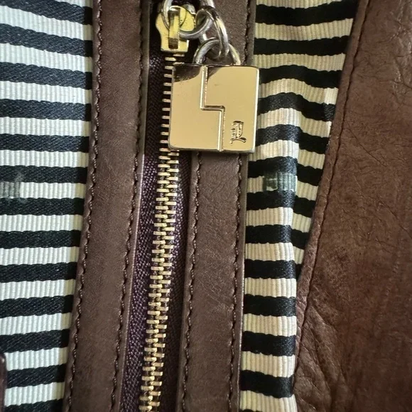 L.A.M.B. By Gwen Stefani Holloway Satchel Bag Style 2207 Brown w Gold Hardware - Picture 11 of 12